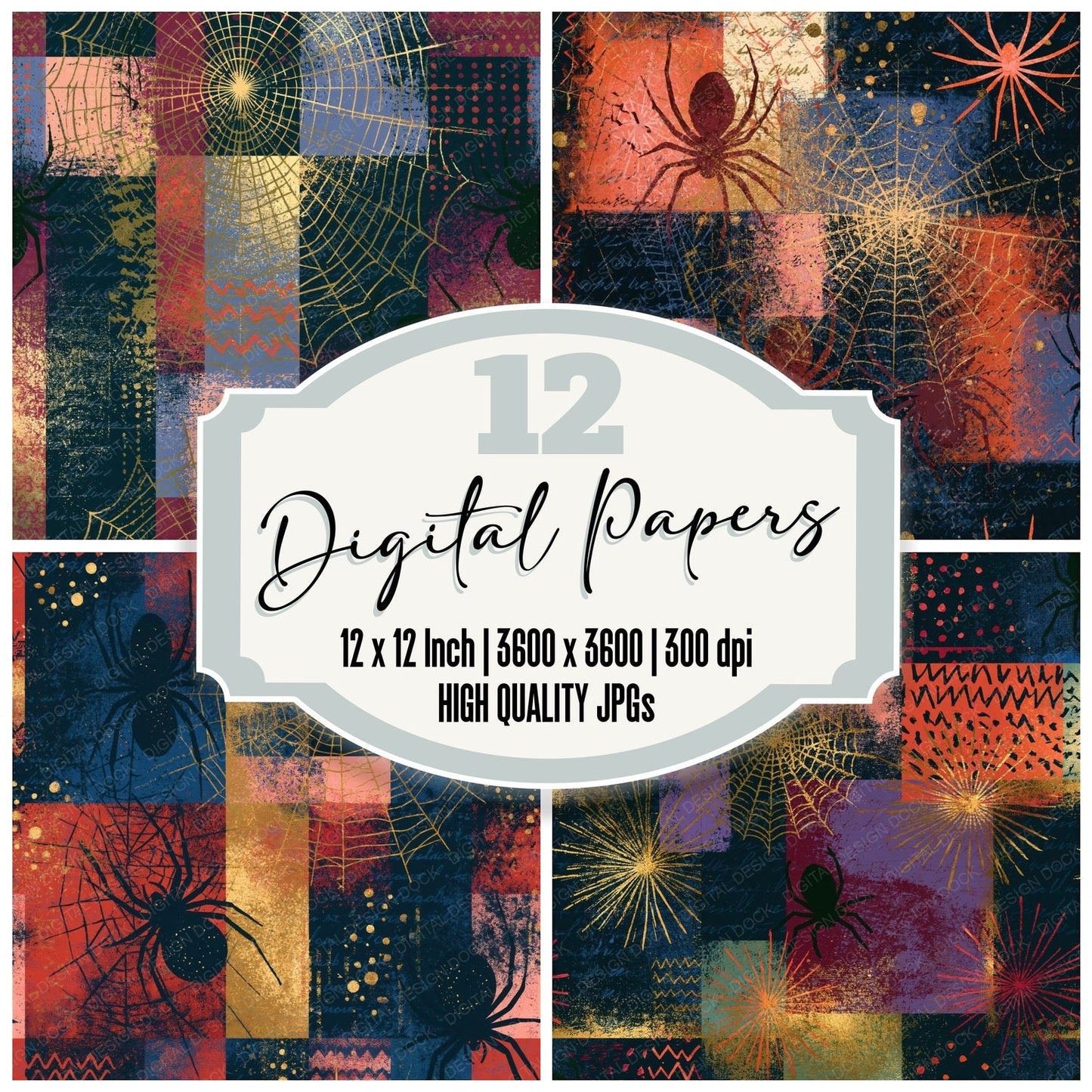 Memphis Spider Web Oxblood Seamless Digital Paper Pack (DDD015094)