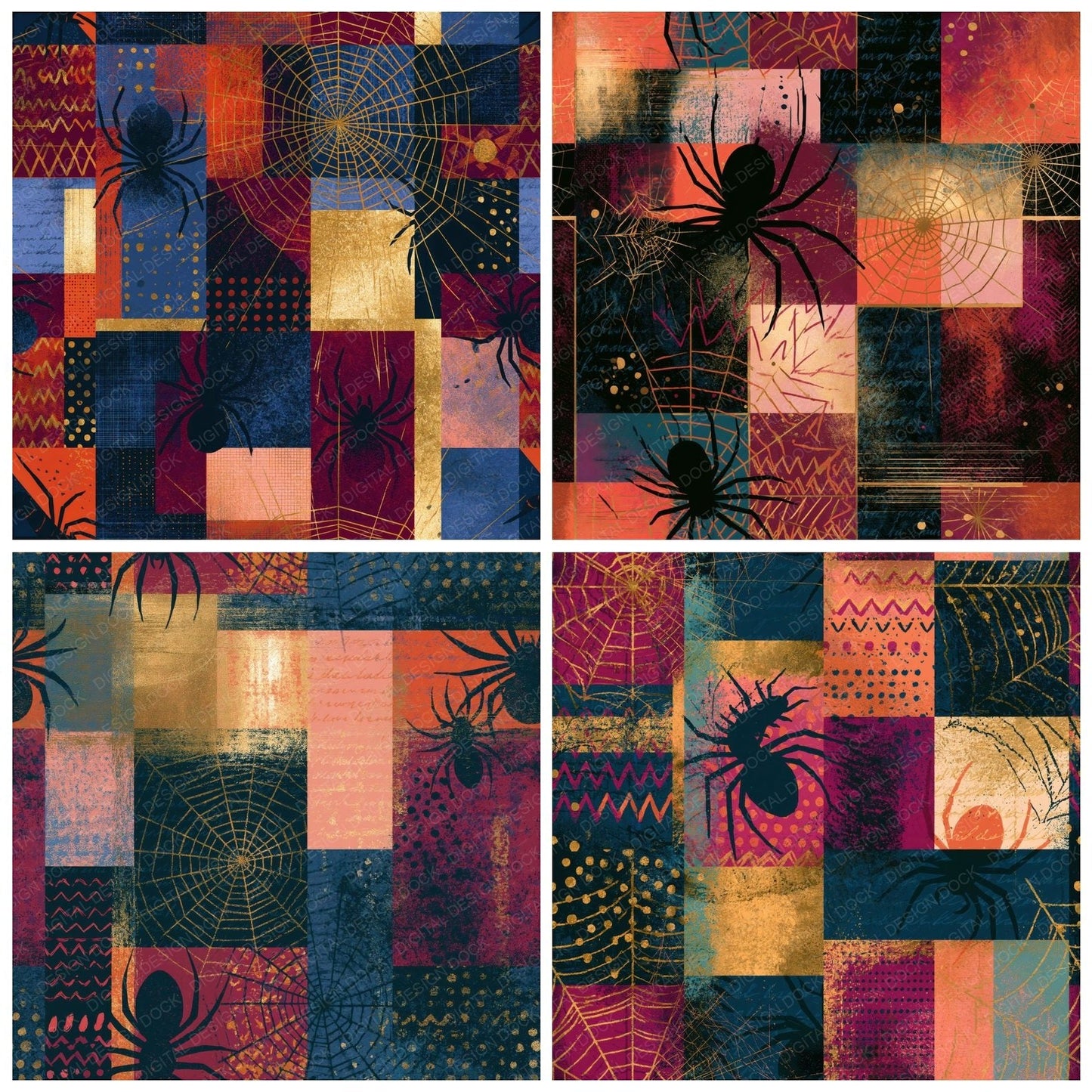 Memphis Spider Web Oxblood Seamless Digital Paper Pack (DDD015094)
