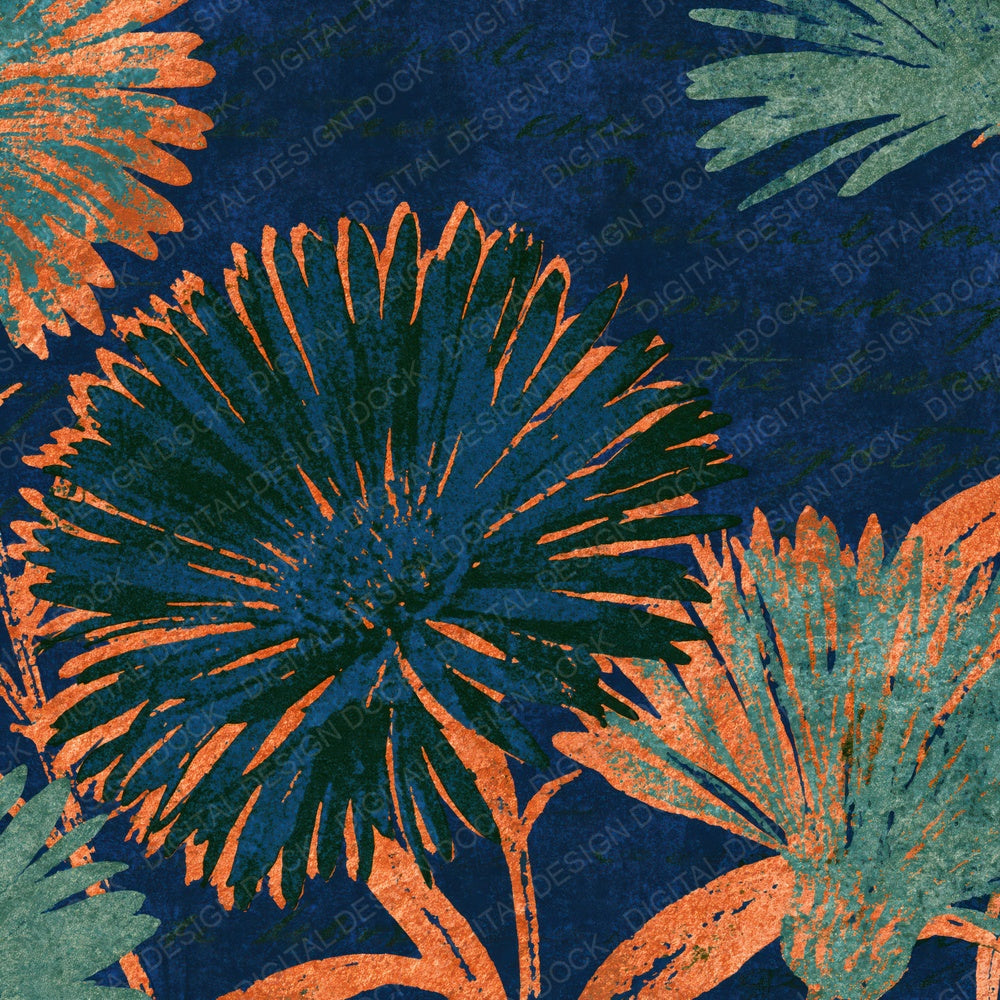 Risograph Asters Midnight Green Copper Digital Paper Pack (DDD015097)