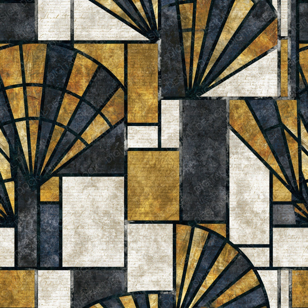 Stained Glass Art Deco Textile Thunder Digital Paper Pack (DDD015099)