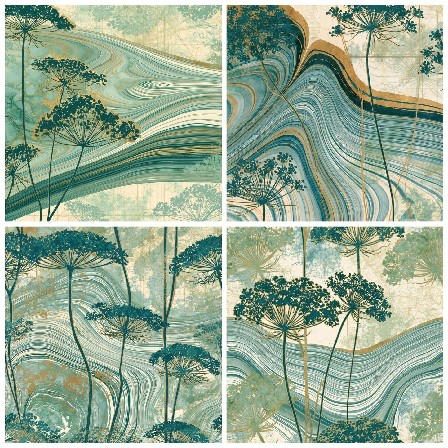 Suminagashi Queen Annes Lace Jade Digital Paper Pack (DDD015100)