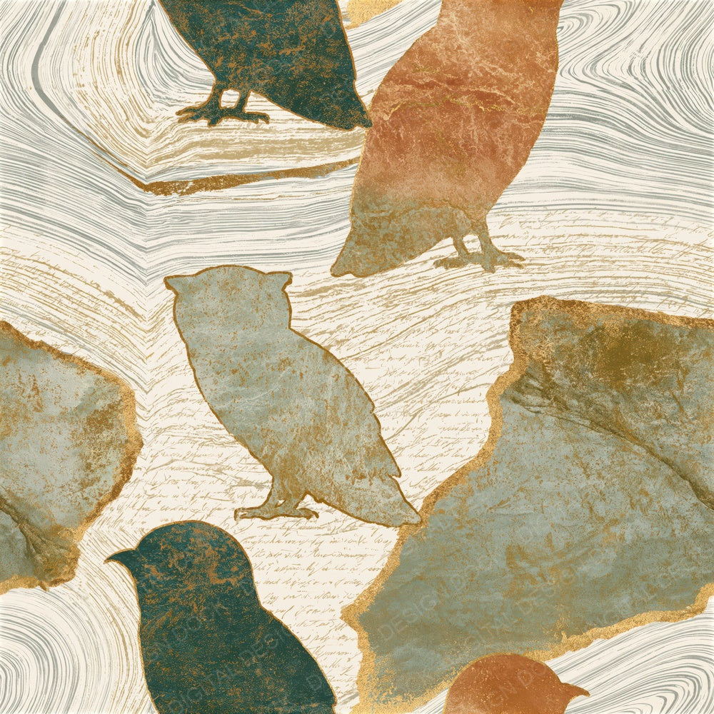 Single Suminagashi Tawny Owls Adobe Sage Seamless digital paper shown full size