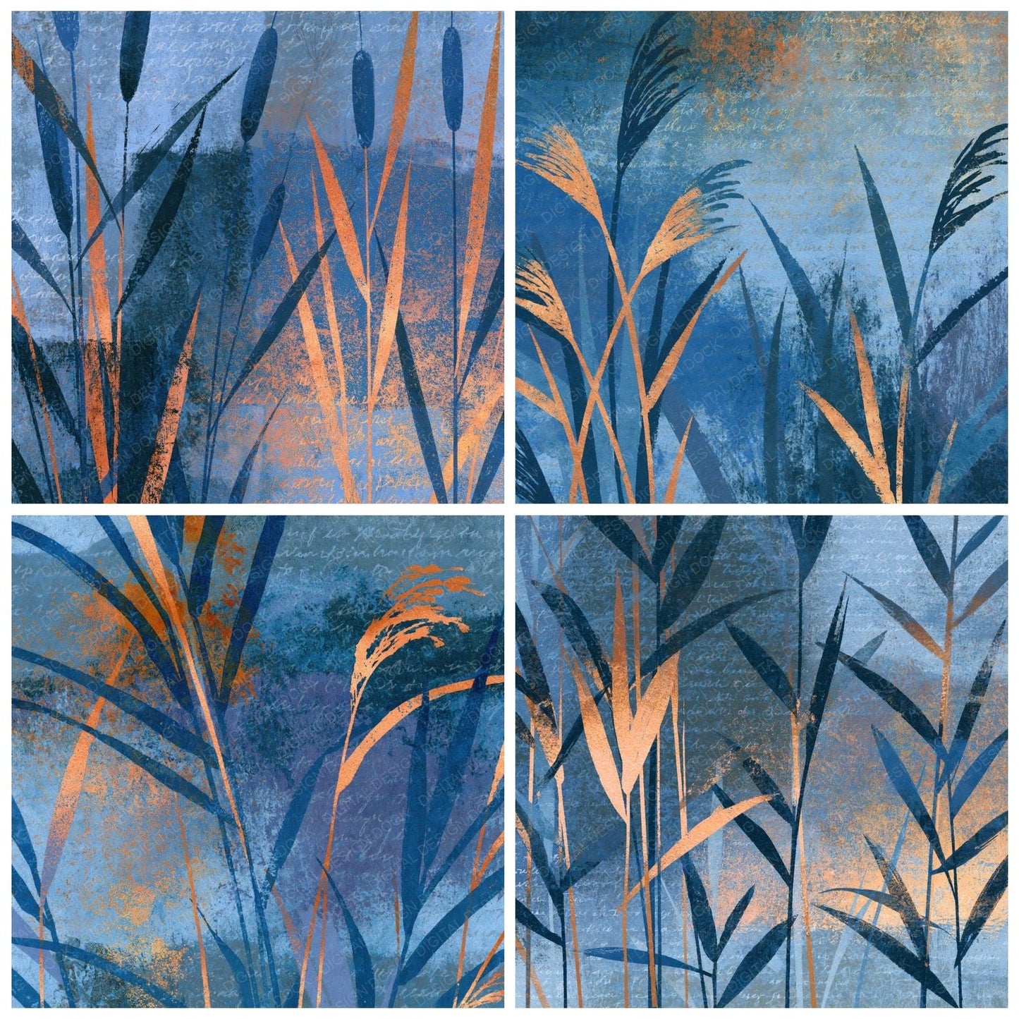 Monoprint Reeds Indigo Slate Digital Paper Pack (DDD015113)