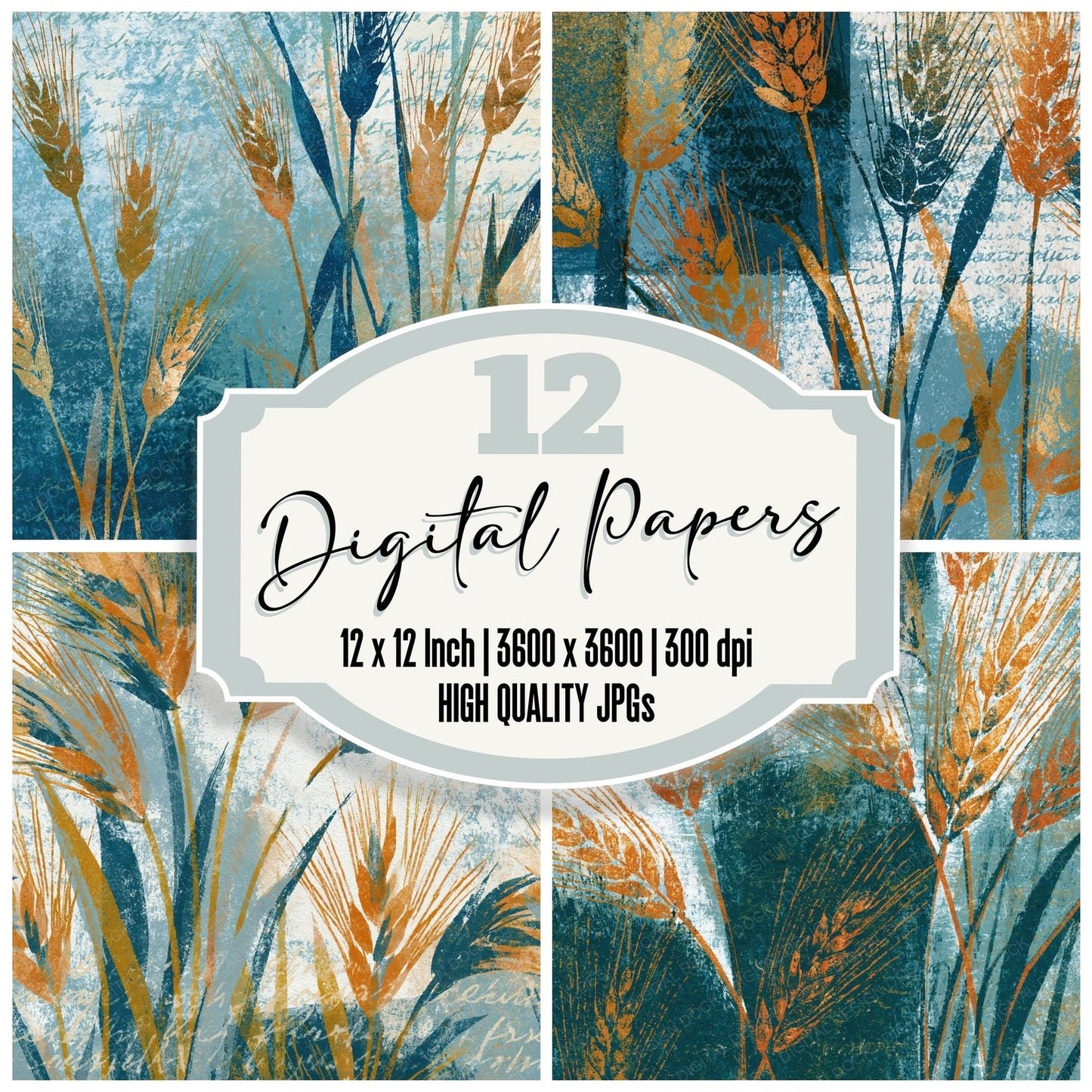 Monoprint Wheat Seafoam Layers Digital Paper Pack (DDD015114)
