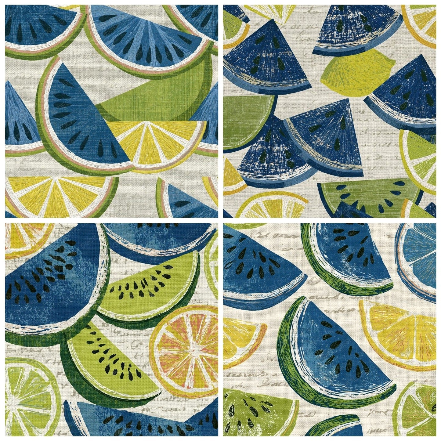 Embroidery Watermelon Azure Lemon Digital Paper Pack (DDD015128)