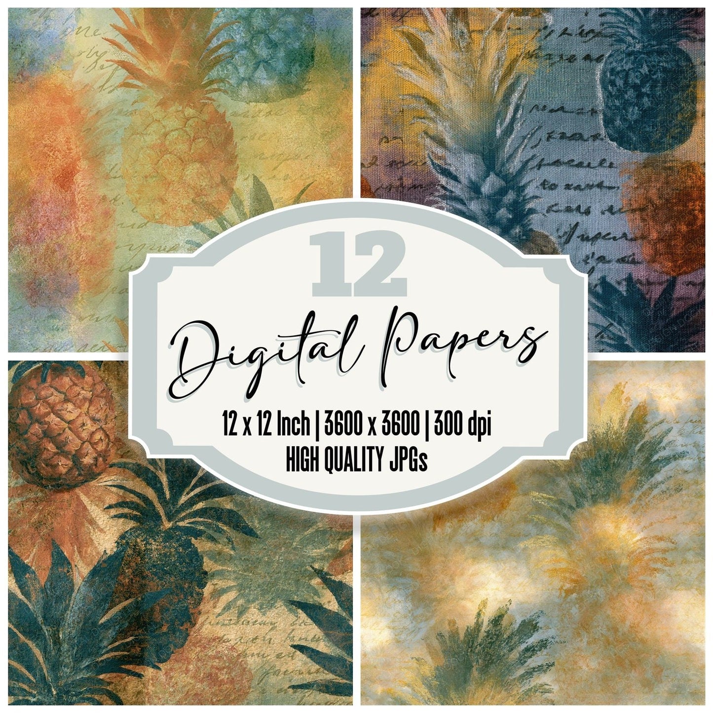 Infrared Pineapple Amber Sage Seamless Digital Paper Pack (DDD015129)