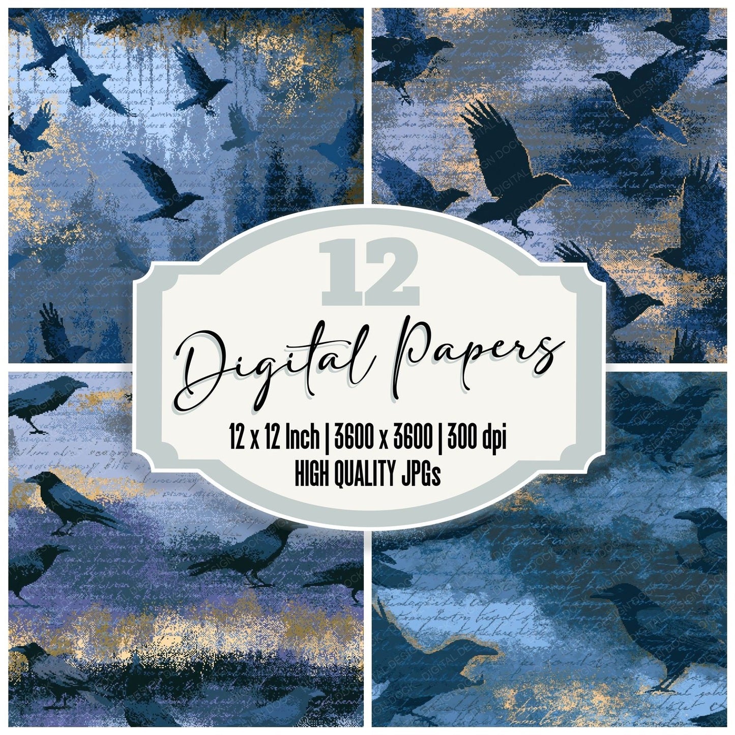 Pixel Ravens Icy Blue Slate Digital Paper Pack (DDD015134)