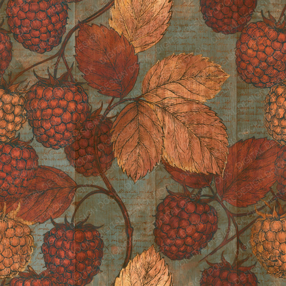 Pyrography Raspberries Terracotta Sage Digital Paper Pack (DDD015135)