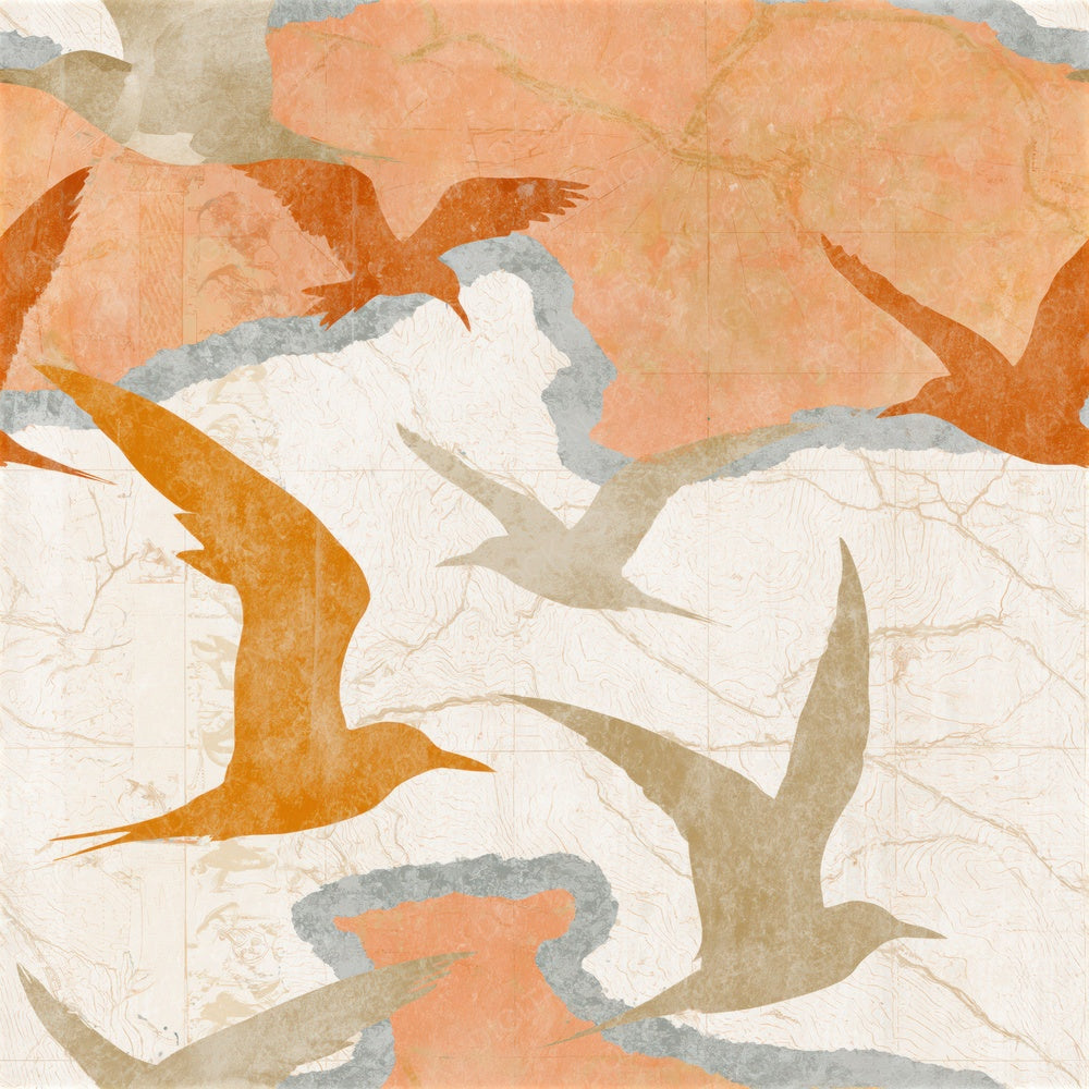 Antique Map Terns Terracotta Seamless Digital Paper Pack (DDD015145)