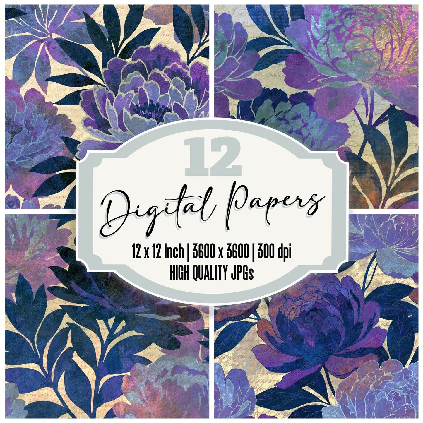 Infrared Peony Amethyst Lavender Digital Paper Pack (DDD015155)