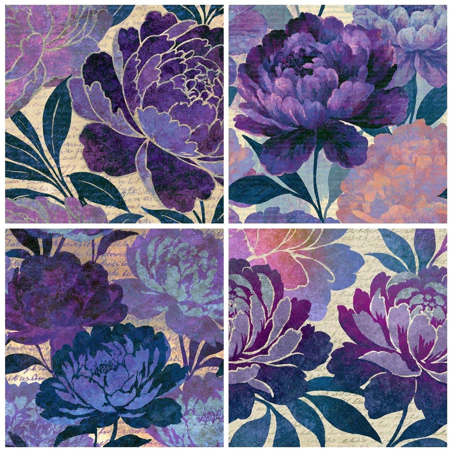 Infrared Peony Amethyst Lavender Digital Paper Pack (DDD015155)