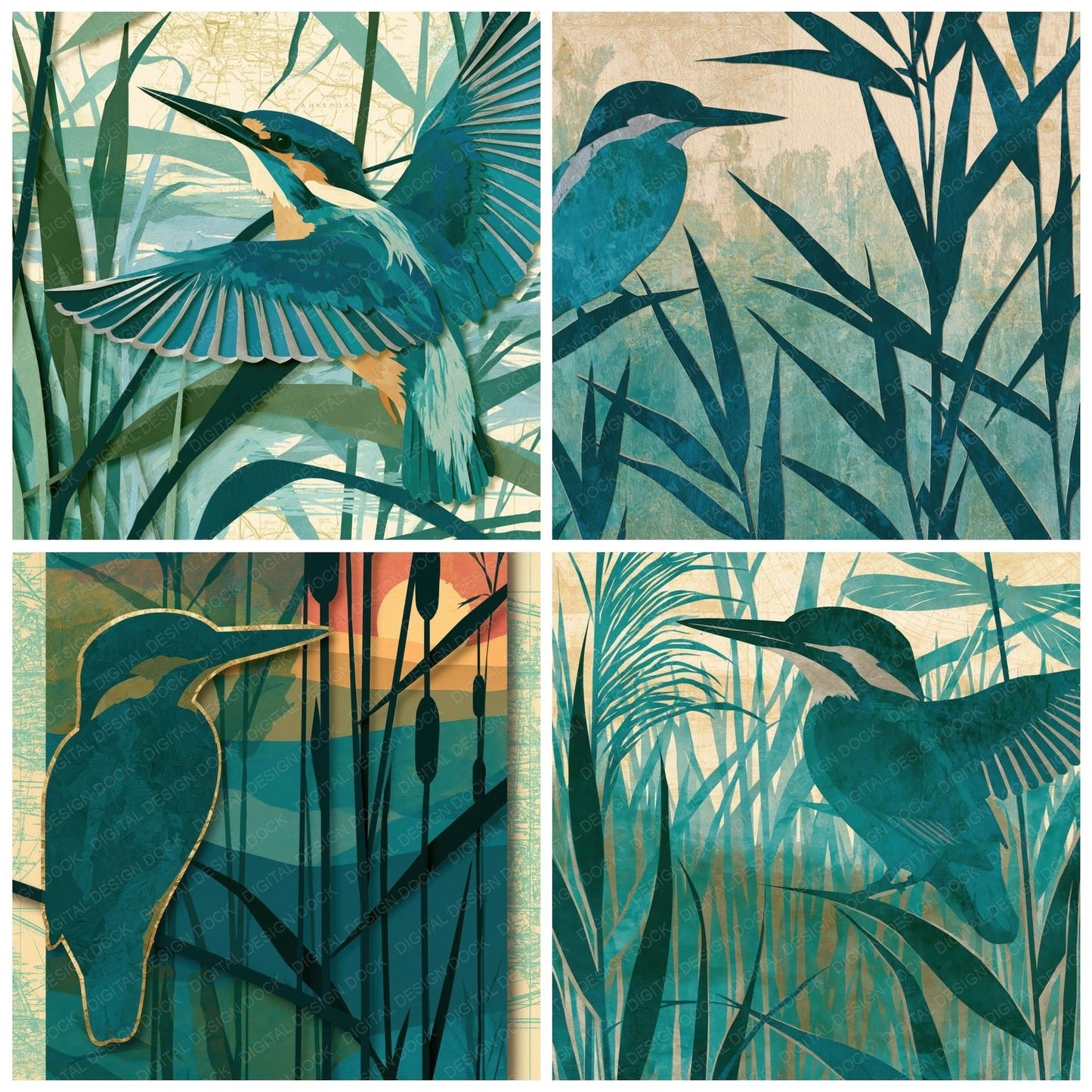 Papercut Kingfisher Reed Malachite Digital Paper Pack (DDD015159)