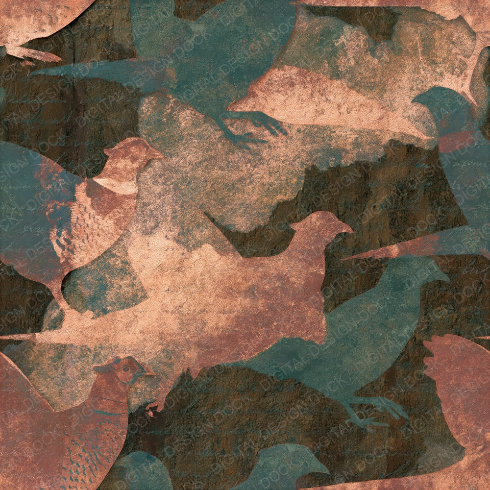 Surrealist Pheasant Moss Bark Seamless Digital Paper Pack (DDD015162)
