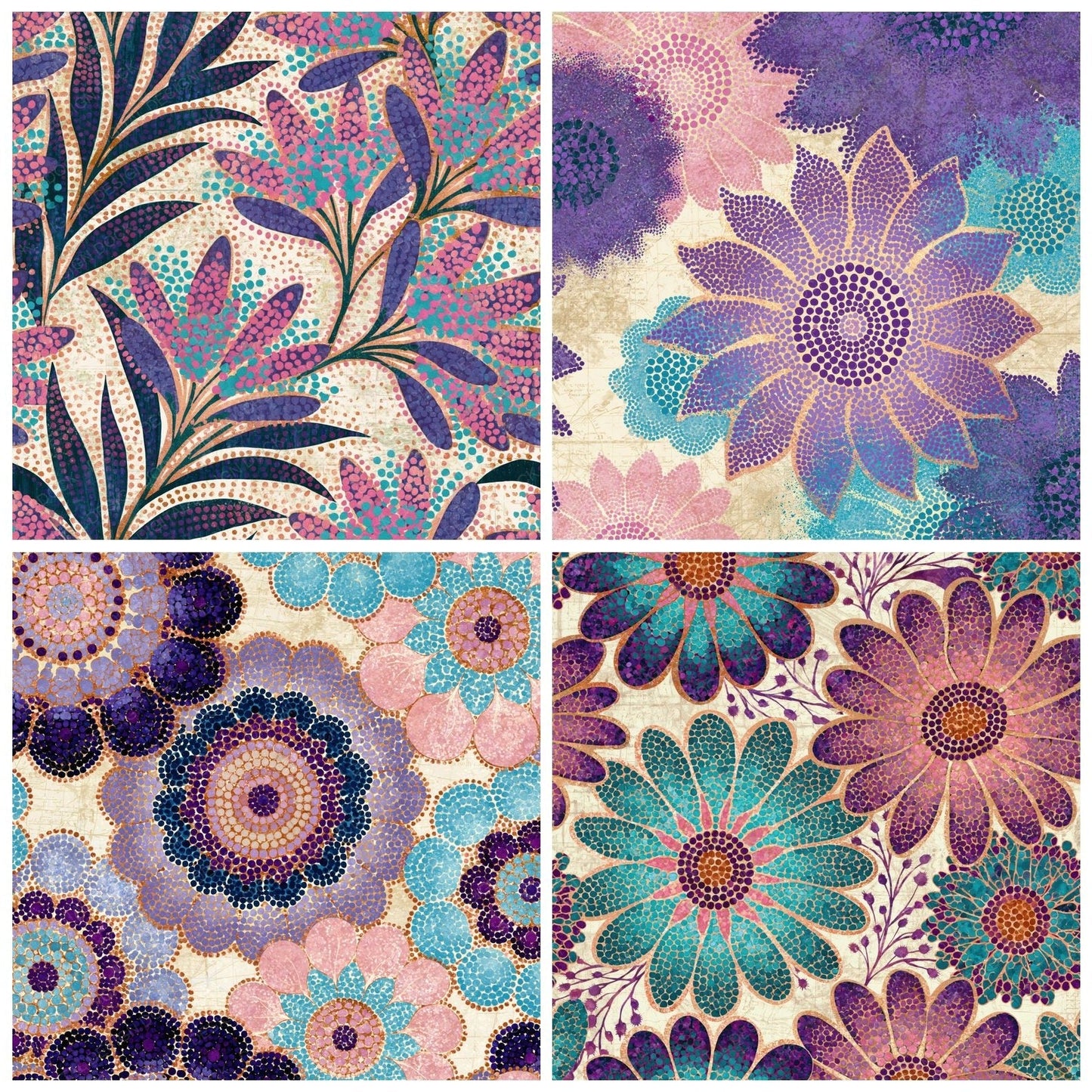 Aboriginal Violet Dot Pink Turquoise Digital Paper Pack (DDD015167)