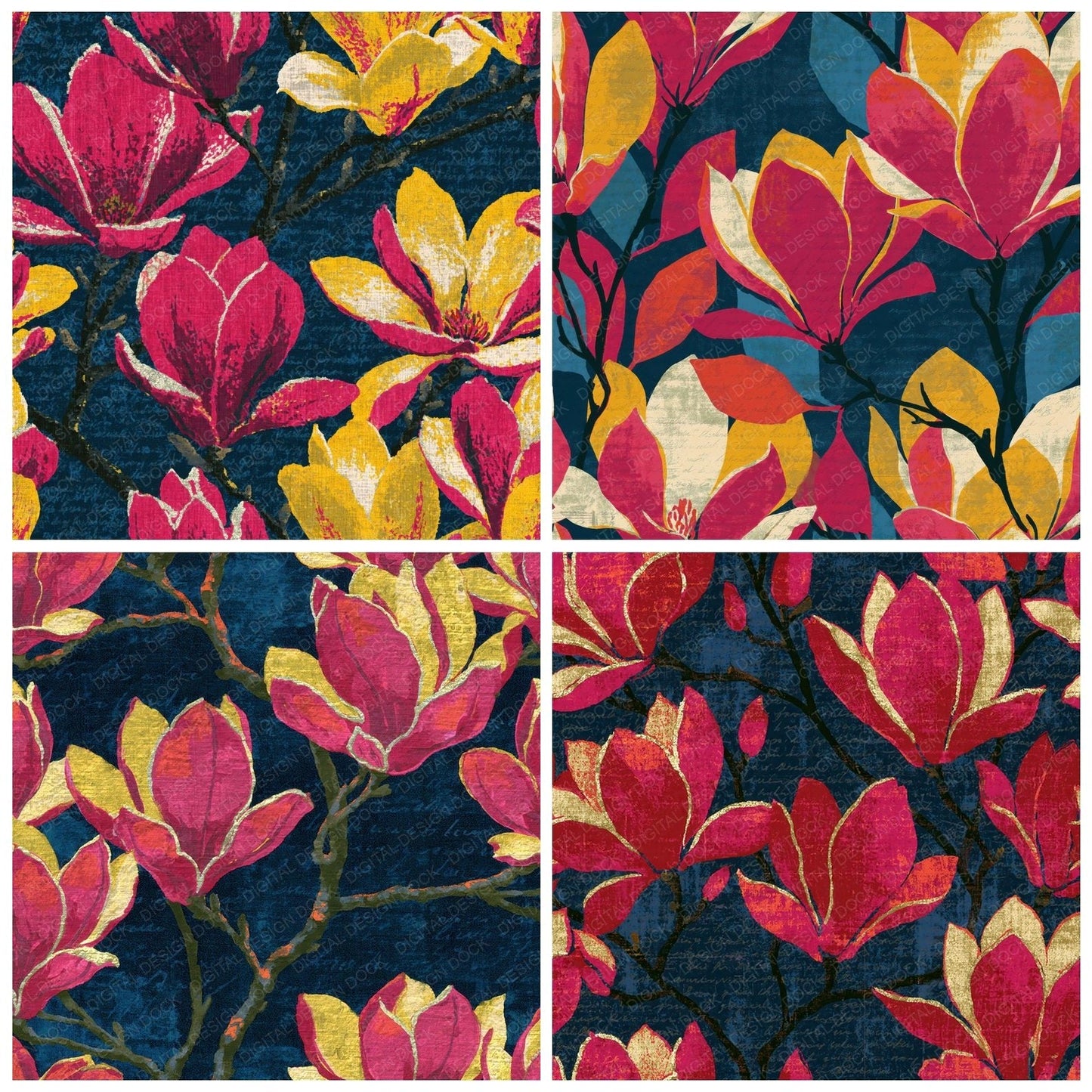 Constructivist Magnolia Hot Pink Navy Digital Paper Pack (DDD015173)