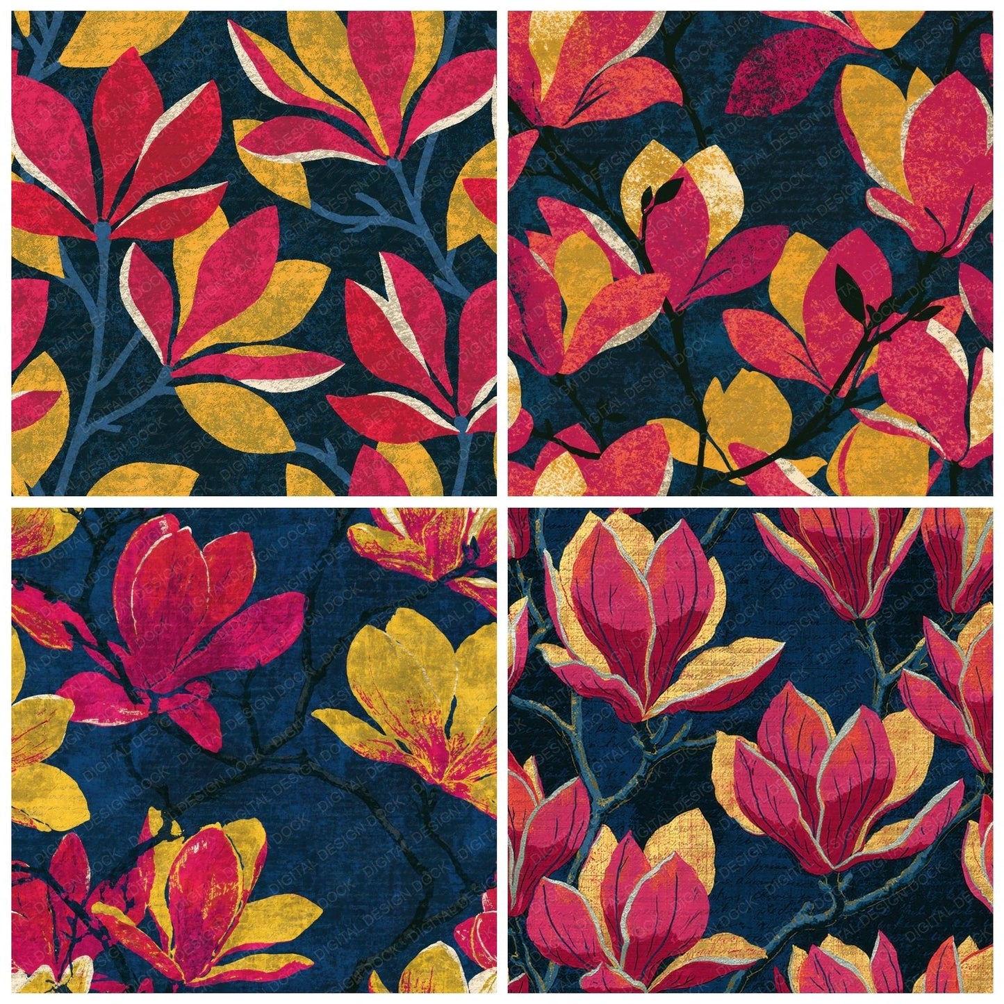 Constructivist Magnolia Hot Pink Navy Digital Paper Pack (DDD015173)