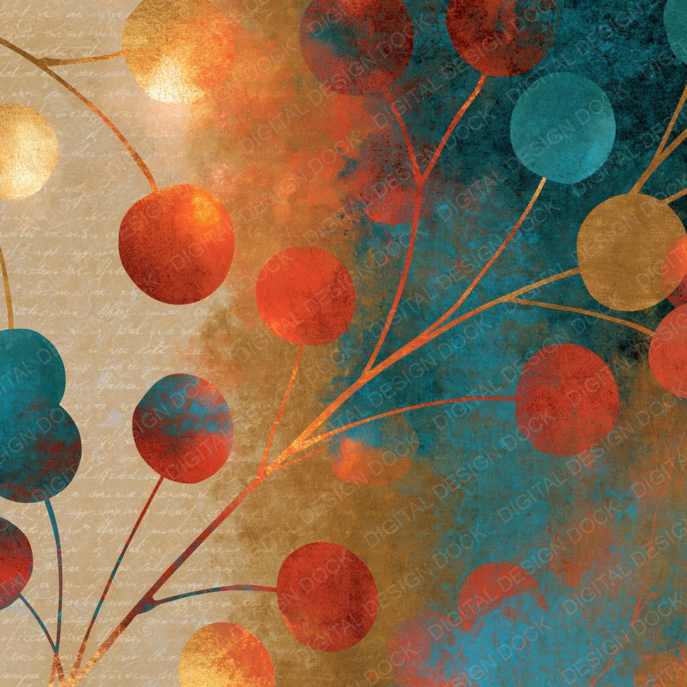 Infrared Cherries Rust Mustard Layered Digital Paper Pack (DDD015176)