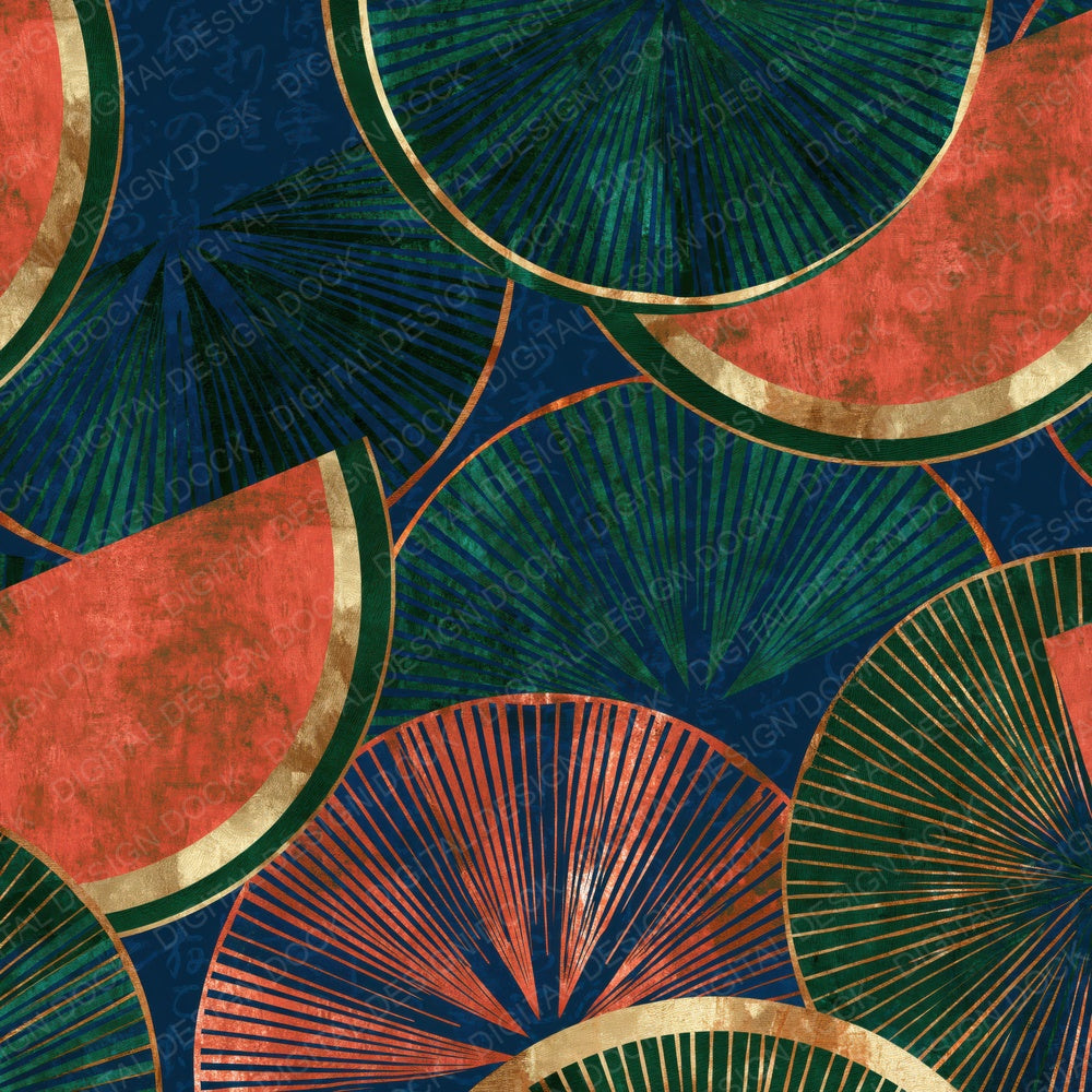 Op Art Watermelon Navy Copper Digital Paper Pack (DDD015179)