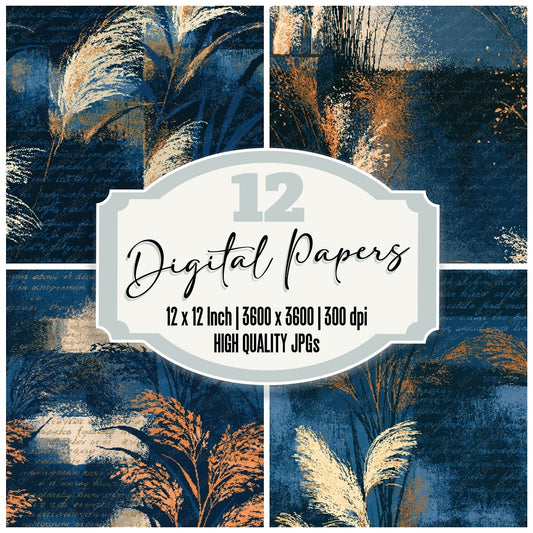 Pixel Reed Indigo Ivory Seamless Digital Paper Pack (DDD015180)