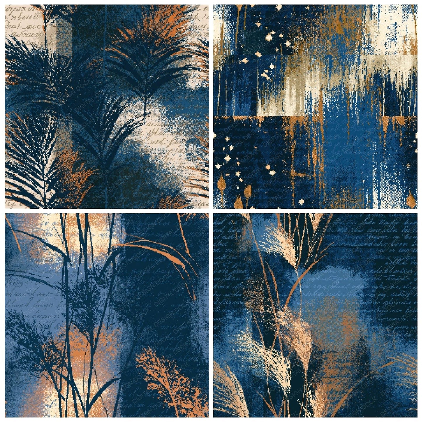 Pixel Reed Indigo Ivory Seamless Digital Paper Pack (DDD015180)