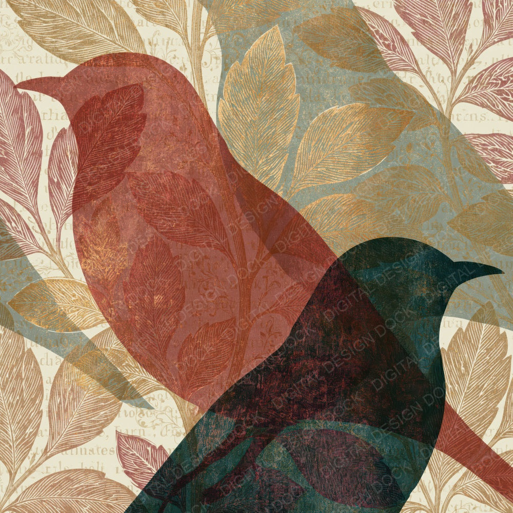 Victorian Mockingbirds Dusty Pink Layered Digital Paper Pack (DDD015184)