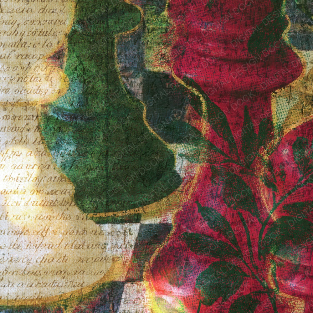 Antique Chess Pieces Forest Green Crimson Digital Paper Pack (DDD015185)