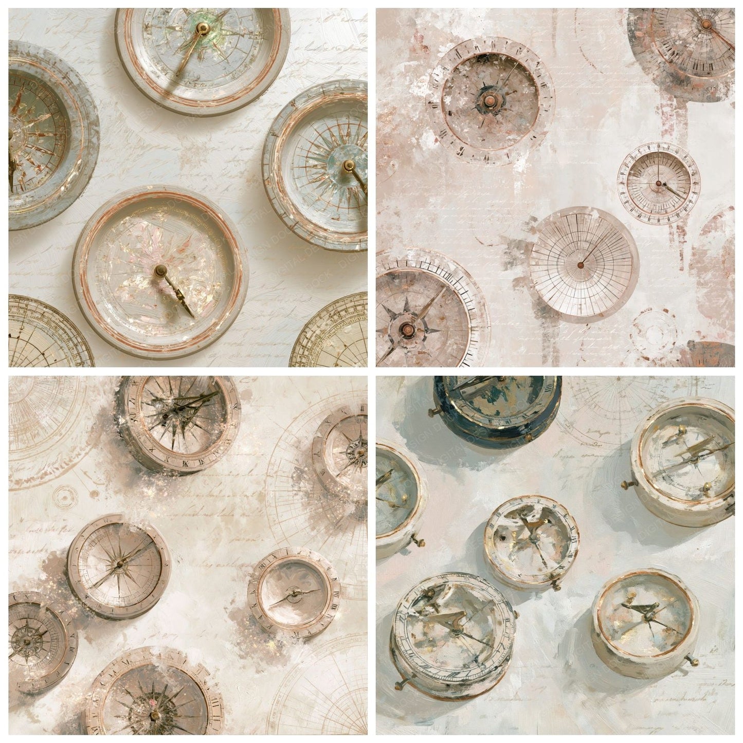 Impressionist Sundials Oyster Parchment Digital Paper Pack (DDD015189)