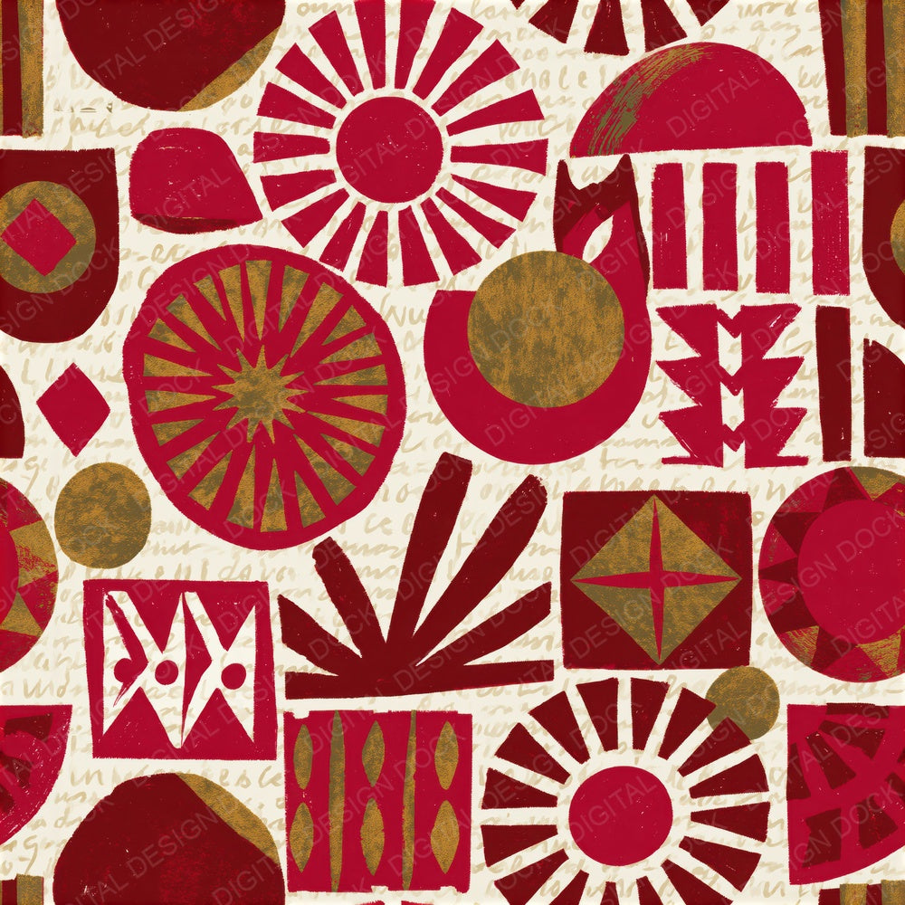 Mexican Folk Cherry Currant Texture Seamless Digital Paper Pack (DDD015190)