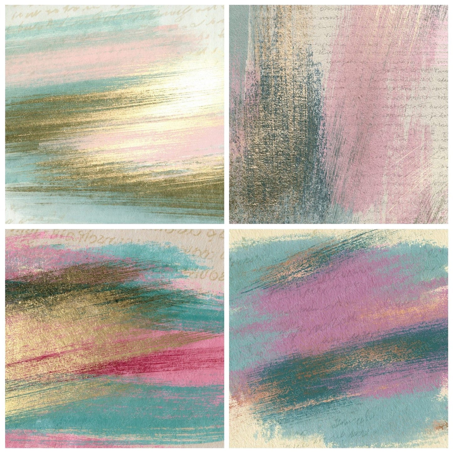 Scratchboard Pink Mint Abstract Digital Paper Pack (DDD015197)