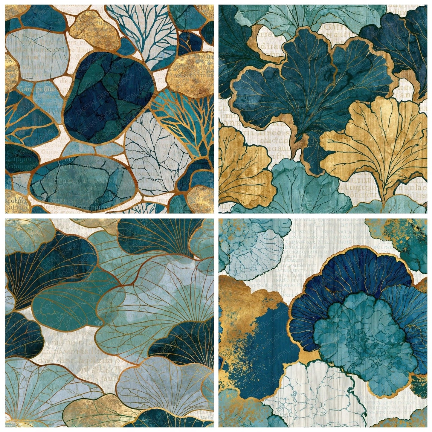 Ukiyo-e Amoeba Sea Glass Gold Digital Paper Pack (DDD015200)