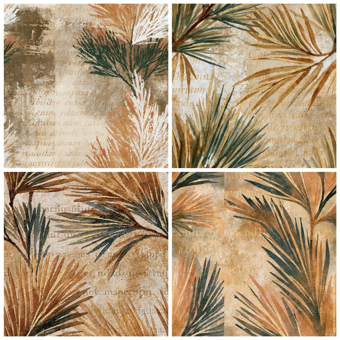 Gouache Horsetail Sepia Seamless Digital Paper Pack (DDD015210)