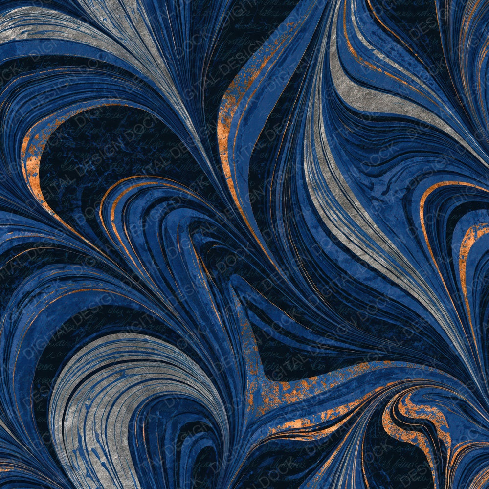 Paper Marbling Midnight Silver Abstract Digital Paper Pack (DDD015214)