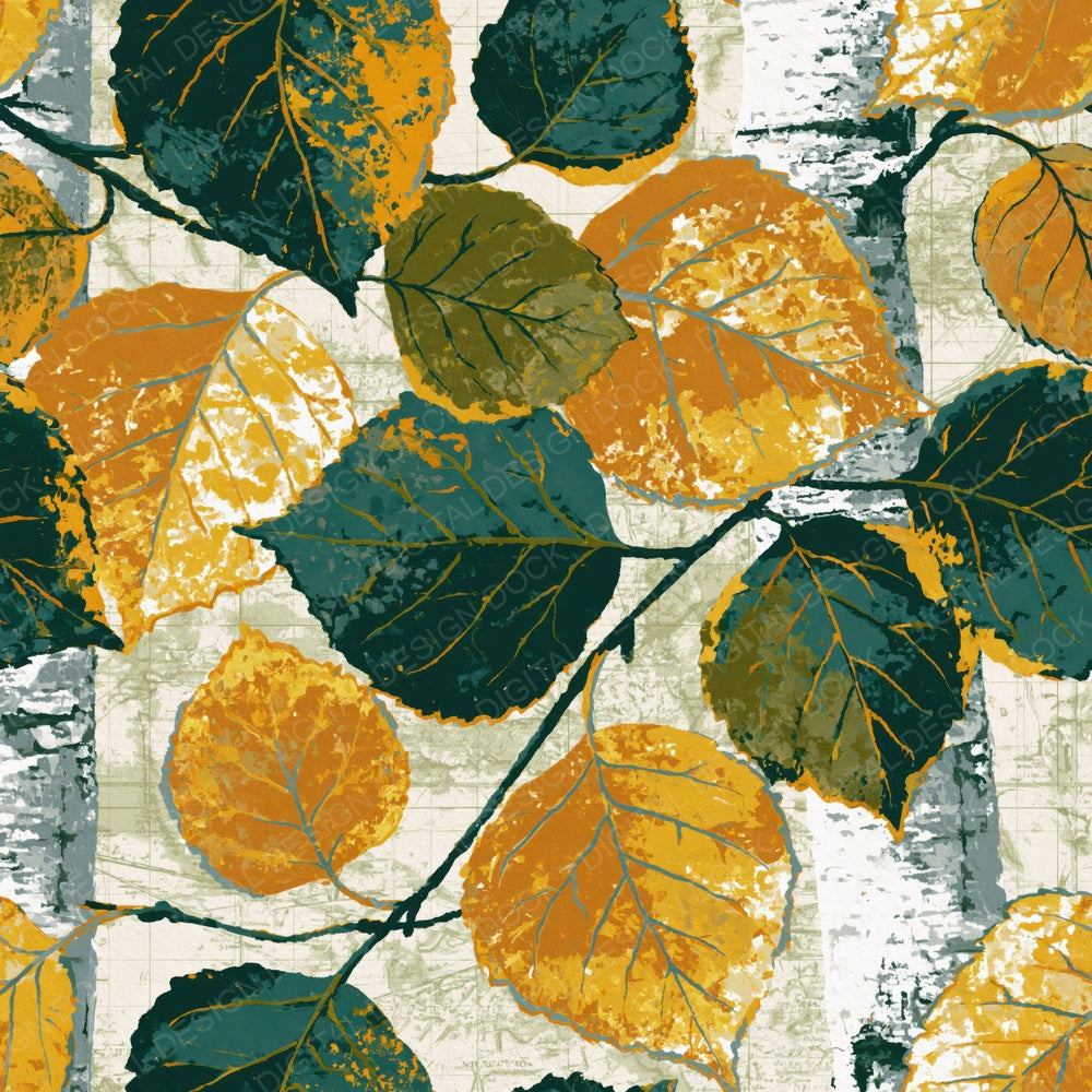 Single Pop Art Birch Twigs Olive Ochre digital paper shown full size