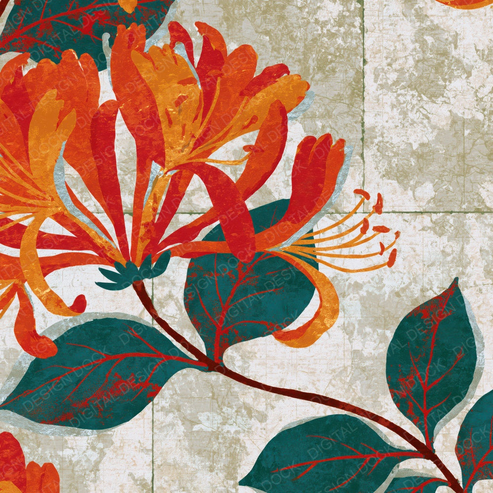 Specimen Honeysuckle Cherry Orange Digital Paper Pack (DDD015220)