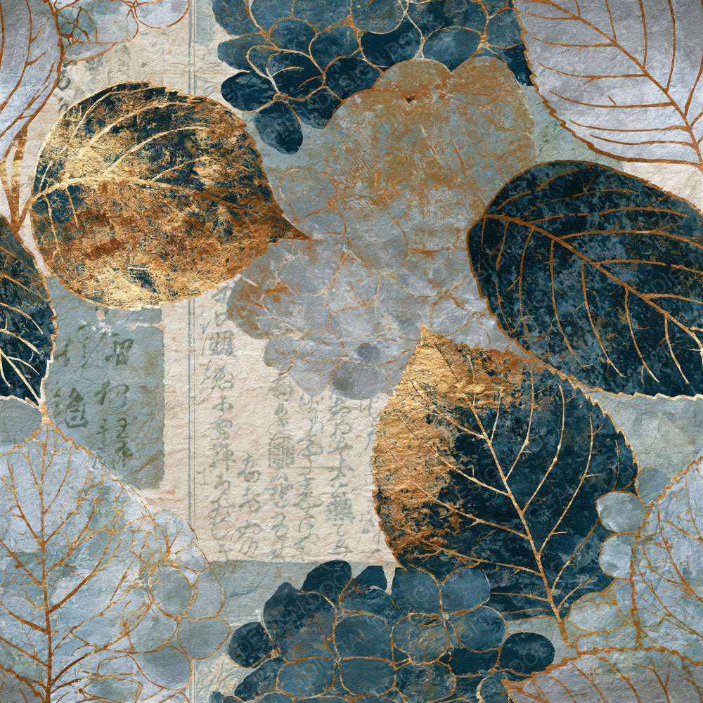 Antique Botanical Hydrangea Mushroom Seamless Digital Paper Pack (DDD015225)