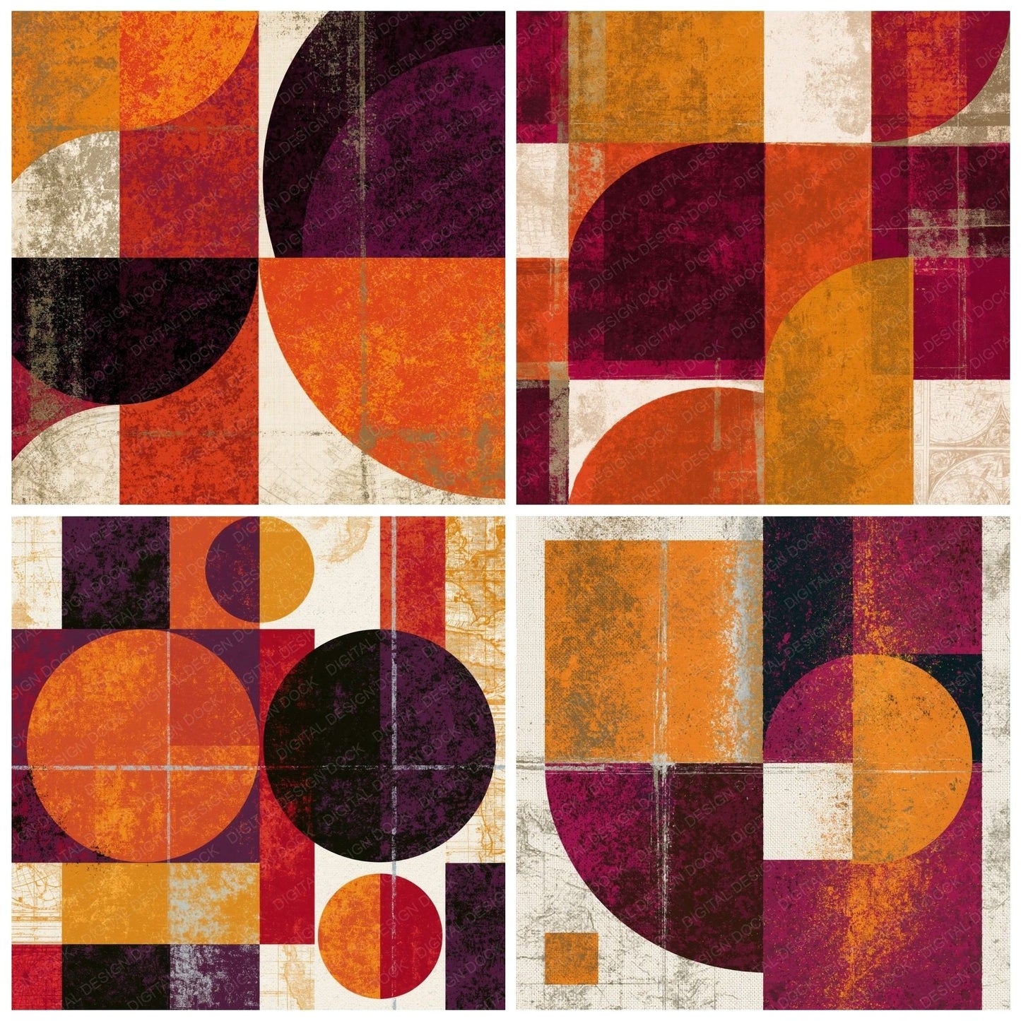 Mid Century Modern Pumpkin Mulled Wine Abstract Digital Paper Pack (DDD015239)