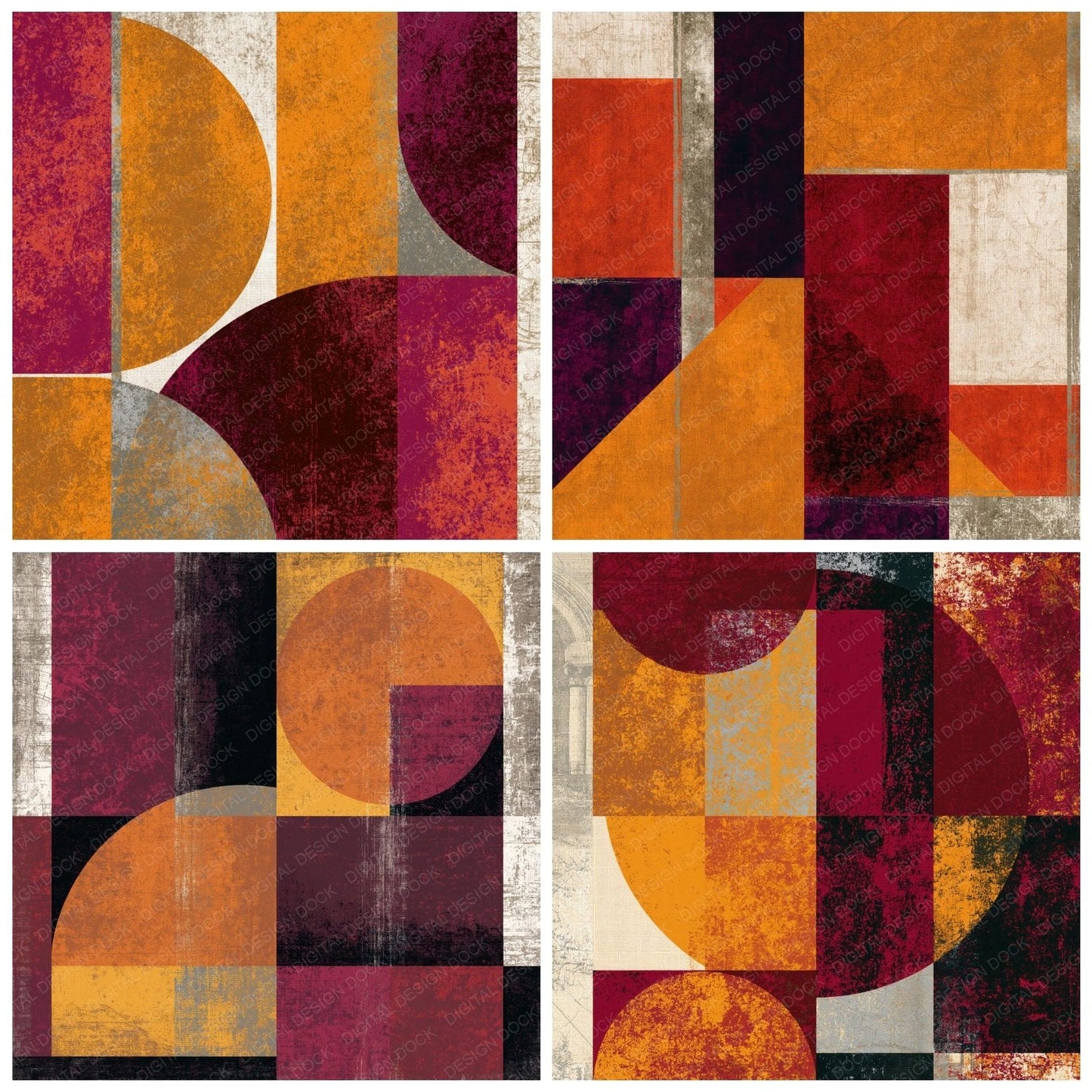 Mid Century Modern Pumpkin Mulled Wine Abstract Digital Paper Pack (DDD015239)