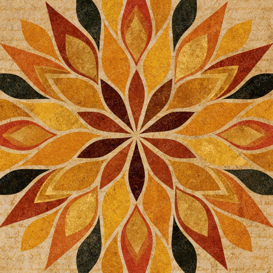 Mandala Caramel Goldenrod Abstract Digital Paper Pack (DDD015249)