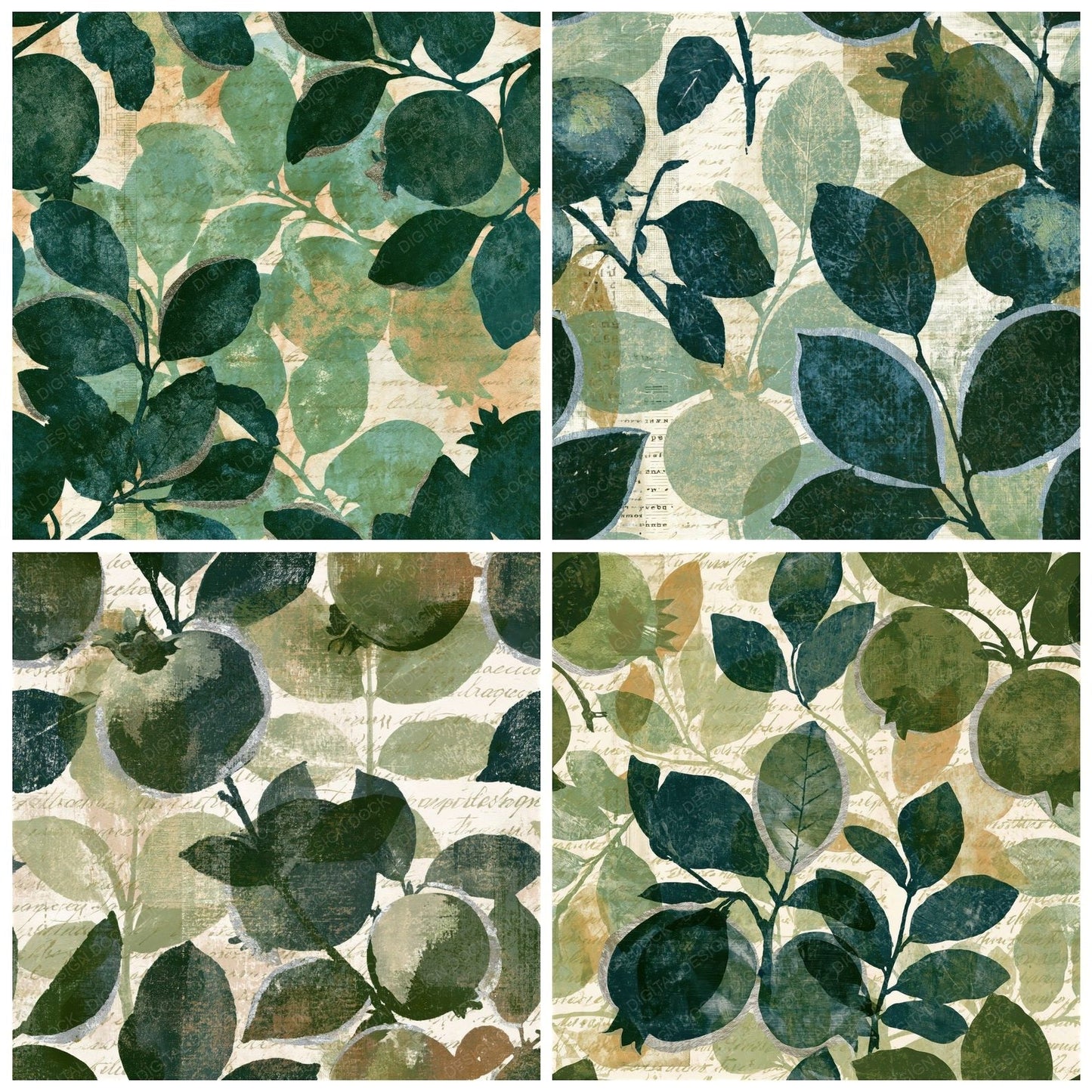 Photogram Quinces Sage Forest Seamless Digital Paper Pack (DDD015252)