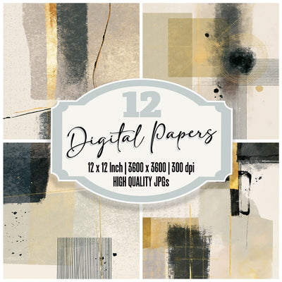 Sparse Modern Graphite Cream Tonal Digital Paper Pack (DDD015256)