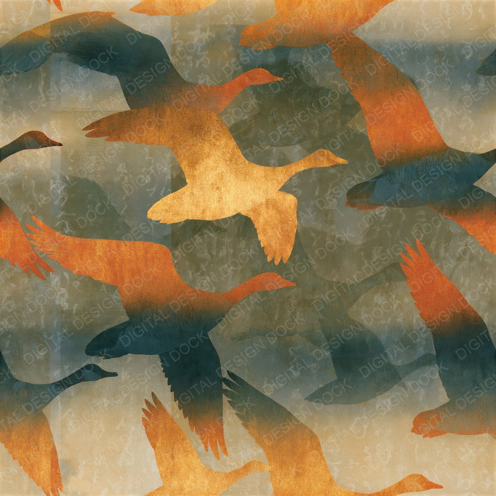 Another Infrared Duck Sepia Olive Seamless digital paper shown full size