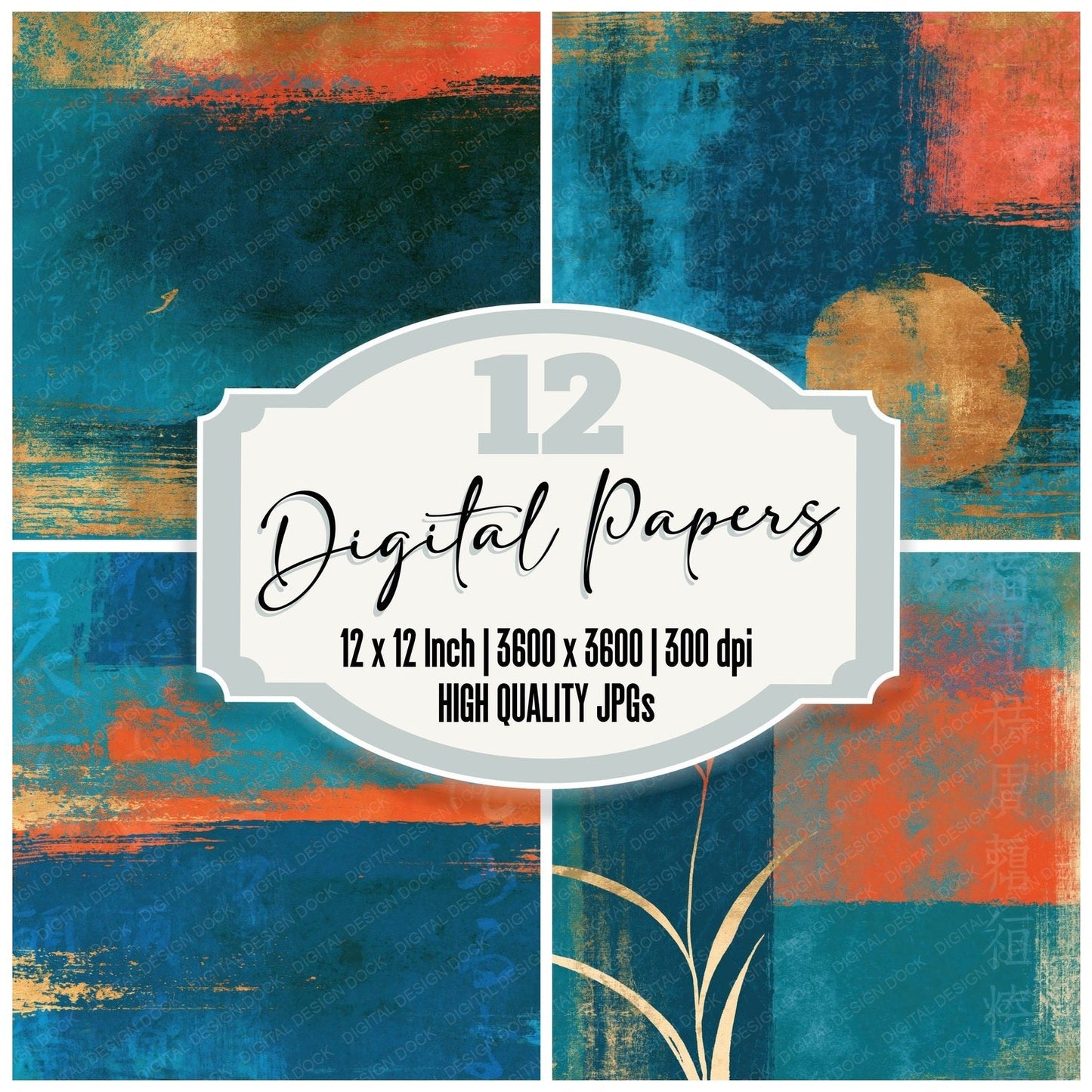 Minimal Lagoon Coral Abstract Digital Paper Pack (DDD015273)