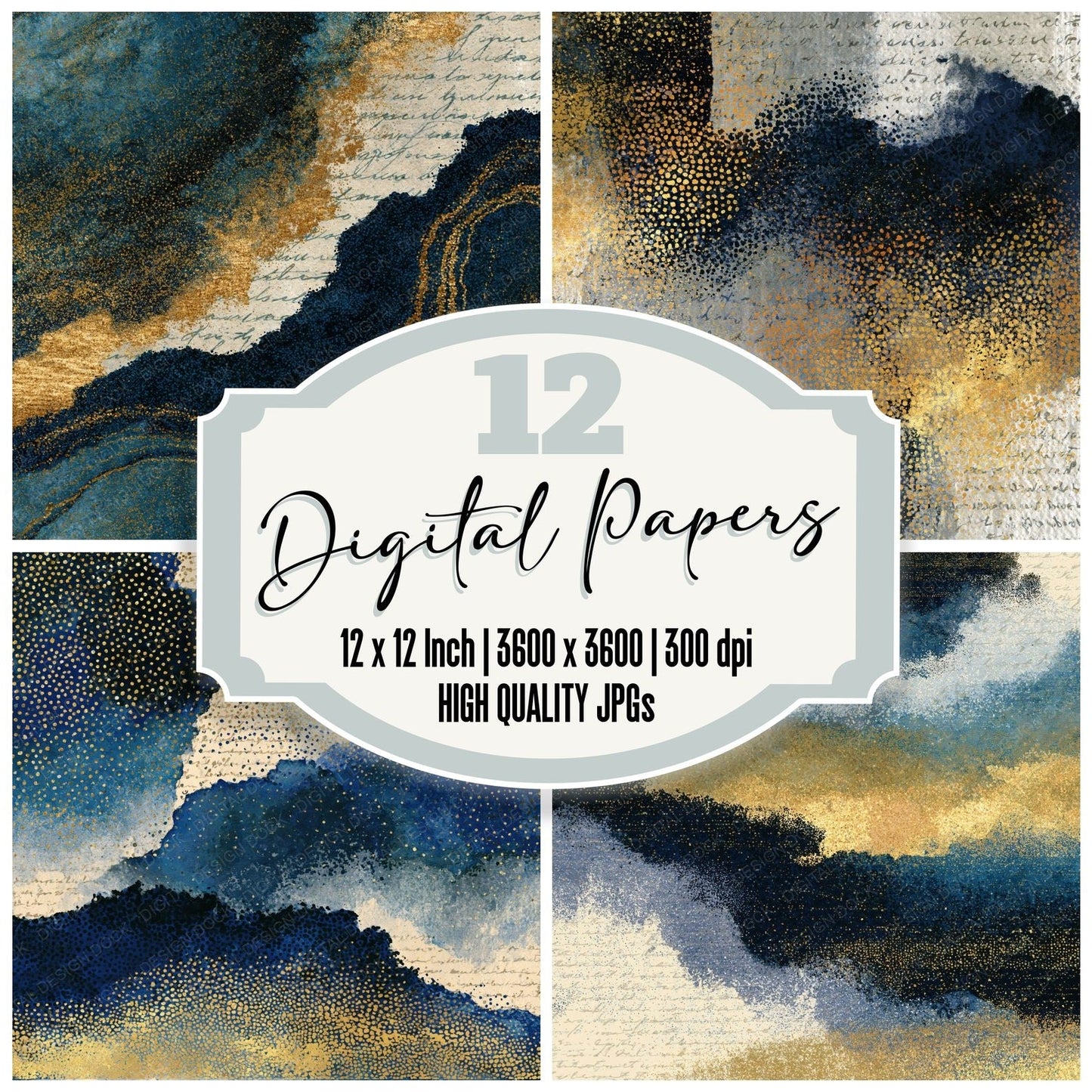 Stipple Midnight Bone Abstract Digital Paper Pack (DDD015280)