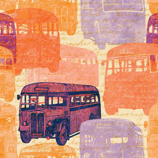 Single Egg Tempera Buses Tangerine Lavender digital paper shown full size