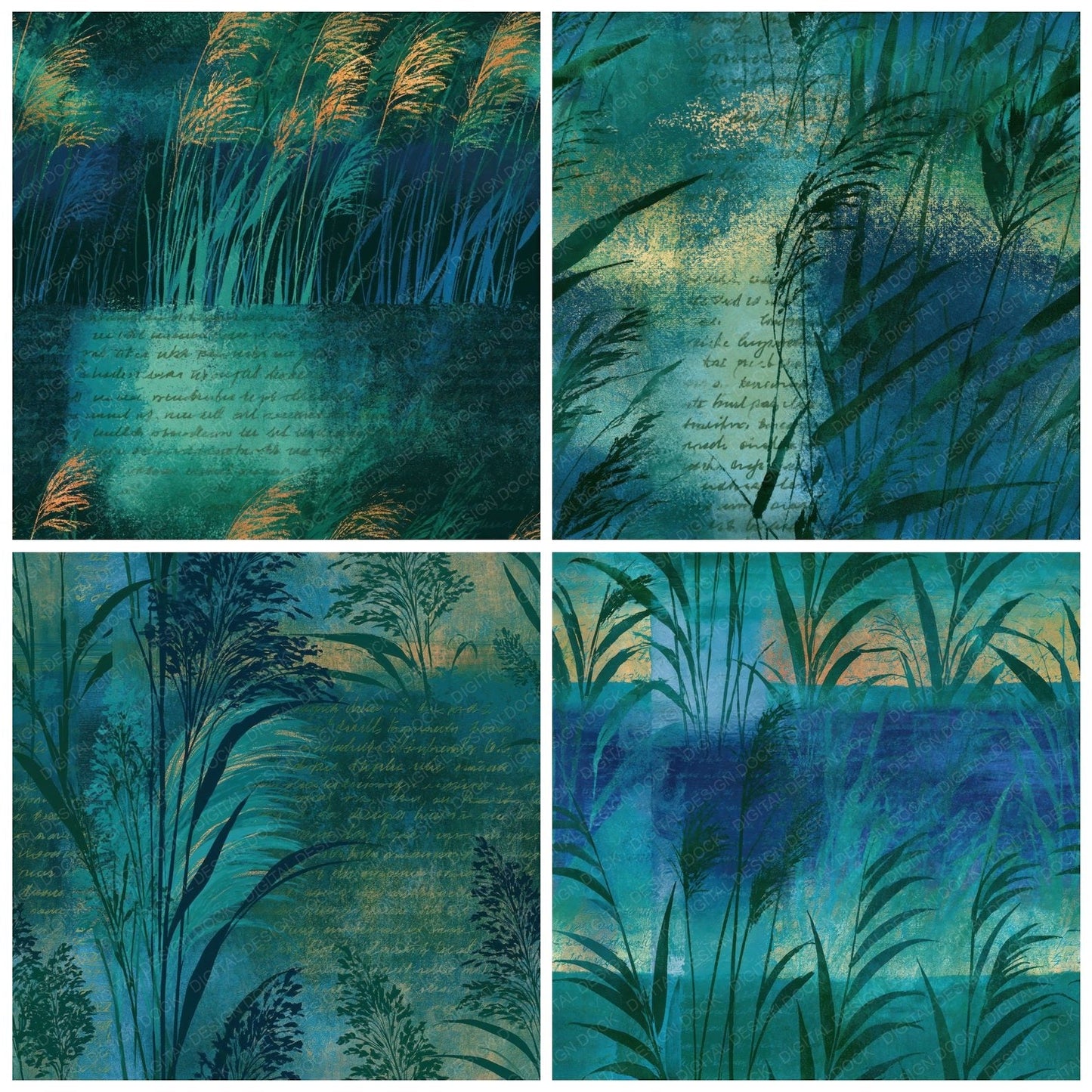 Infrared Reed Mint Jade Seamless Digital Paper Pack (DDD015291)