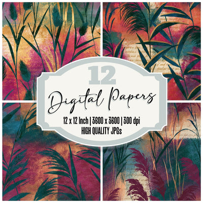 Infrared Reeds Magenta Jungle Green Seamless Digital Paper Pack (DDD015292)