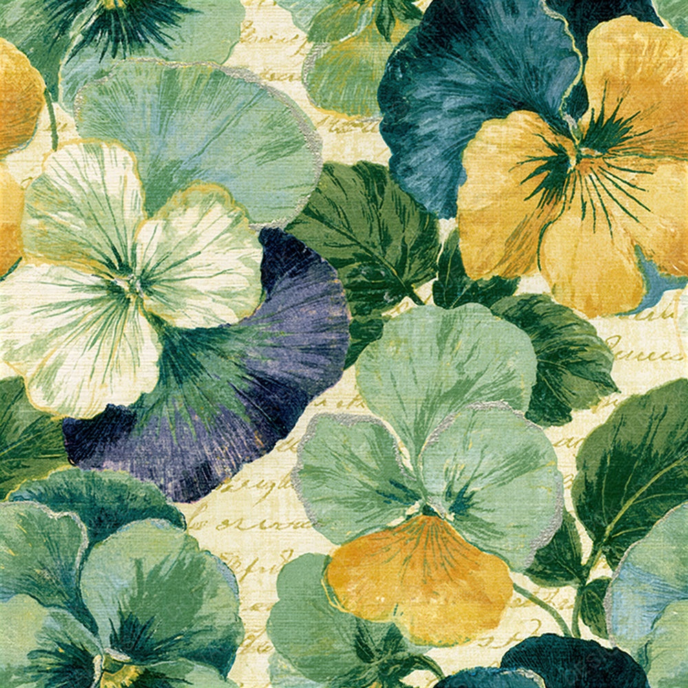 Monoprint Pansies Sage Primrose Seamless Digital Paper Pack (DDD015296)