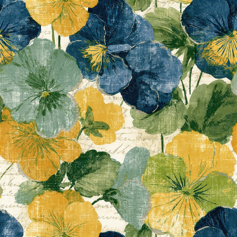 Monoprint Pansies Sage Primrose Seamless Digital Paper Pack (DDD015296)