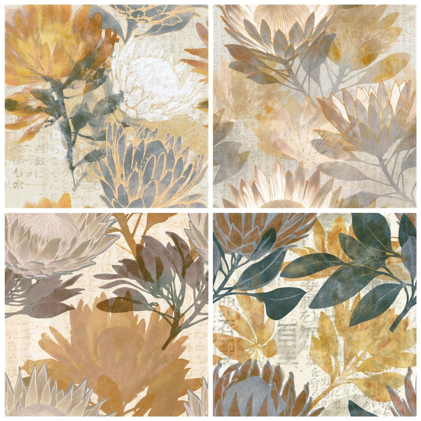 Blueprint Protea Amber Bone Seamless Digital Paper Pack (DDD015307)
