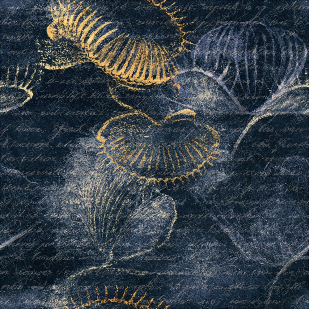 Scratchboard Venus Flytrap Navy Seamless Digital Paper Pack (DDD015315)
